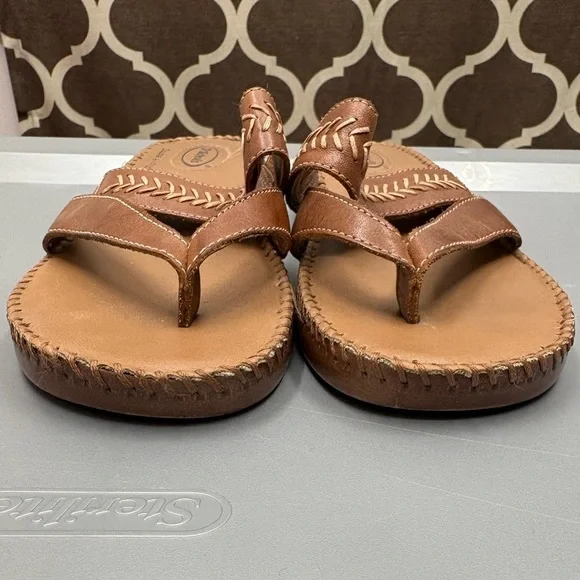 Dr. Scholl's Air Pillo Thong Leather Sandals Womens Flip Flops Wedge Shoes Sz 8 - Picture 9 of 12